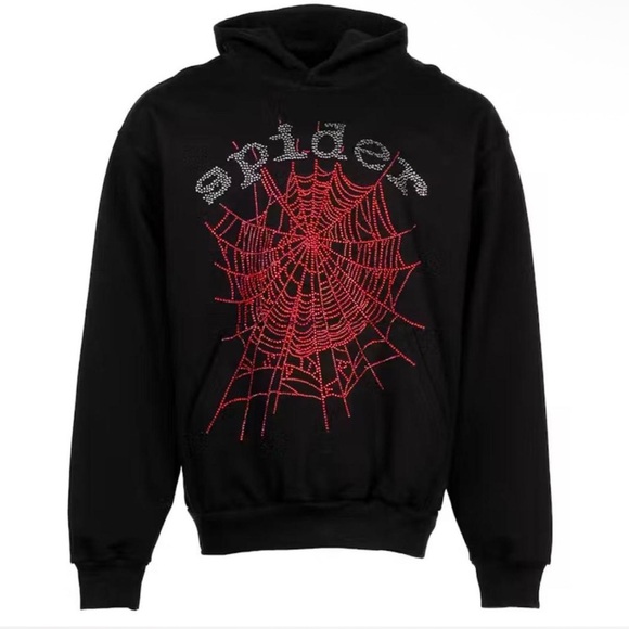 Men's small sp5der rhinestone hoodie 100% authentic